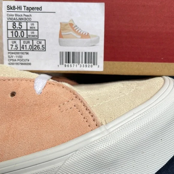 Vans Men’s Sk8-Hi Tapered Stacd
Color Block Peach
VN0A5JMKBOD
Platforms Sneakers - Picture 16 of 16